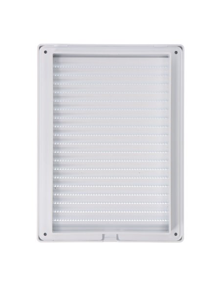 Rejilla de ventilación rectangular empotrable de ABS con mosquitera color blanco 17x23cm EDM