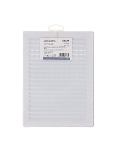 Rejilla de ventilación rectangular empotrable de ABS con mosquitera color blanco 17x23cm EDM