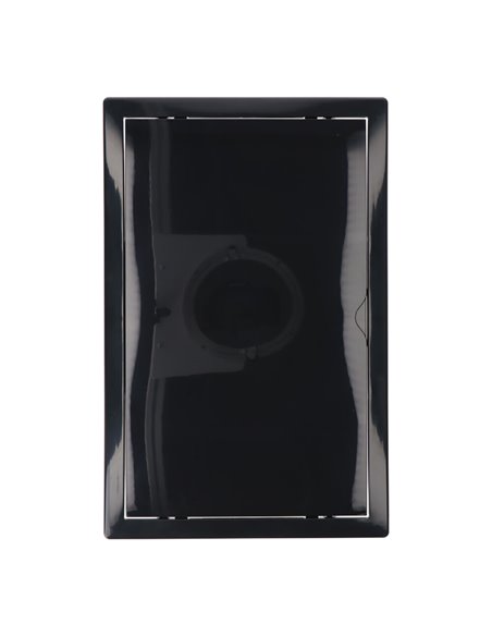 Tapa de registro rectangular empotrable en gris antracita hecha en ABS con mecanismo de apertura push-pull apta para pladur 27,5