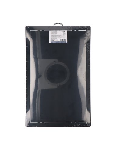 Tapa de registro rectangular empotrable en gris antracita hecha en ABS con mecanismo de apertura push-pull apta para pladur 27,5