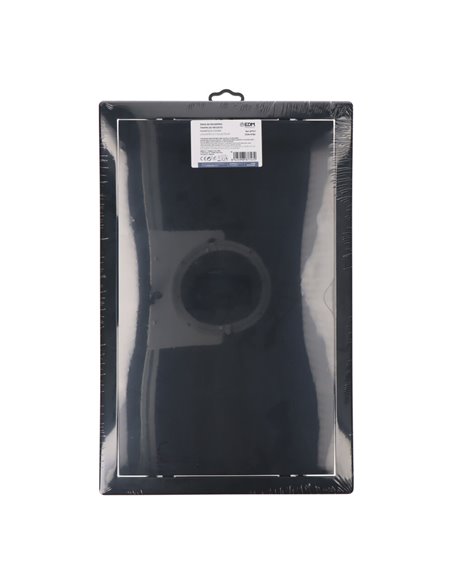 Tapa de registro rectangular empotrable en gris antracita hecha en ABS con mecanismo de apertura push-pull apta para pladur 27,5
