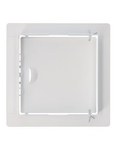 Tapa de registro cuadrada empotrable blanca hecha en acero con mecanismo de apertura push-pull 19,5x19,5cm EDM  2