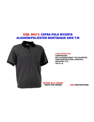 COFRA POLO M/CORTA ALGODON/POL. MARTINIQUE GRIS T-M