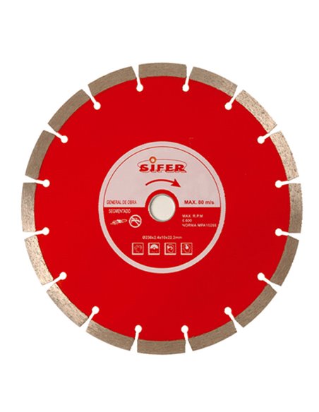 SIFER DISCO DIAMANTE 115 PASTILLA 10 MM SEGMENTADO ROJO1443110