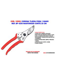 CORONA TIJERA PODA 1 MANO BP 4250 MAXFORGED CORTE 25 CM 