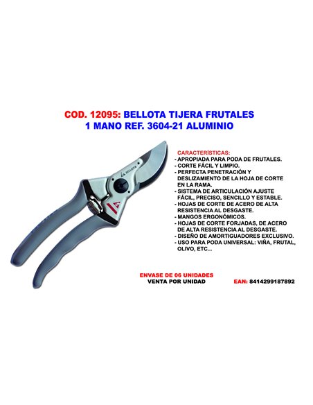 BELLOTA TIJERA FRUTALES 1 MANO 3604-21 ALUMINIO