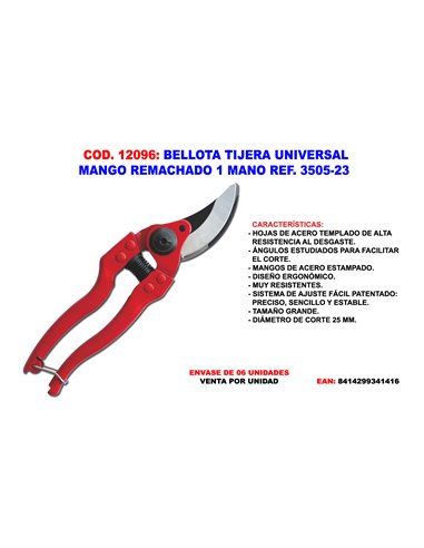 BELLOTA TIJERA UNIVERSAL MANGO REMACHADO 1 MANO 3505-23 