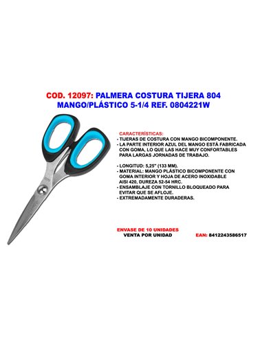 PALMERA COSTURA TIJERA 804 MANGO/PLASTICO 5-1/4 0804221-W