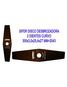 SIFER DISCO DESBROZADORA 2 DIENTES CURVO 305x3,0x25,4x2T MM2043