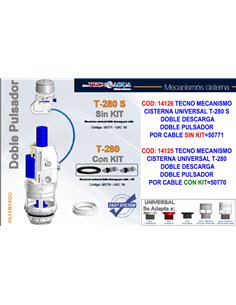 TECNO DESCARGADOR CISTERNA BAJA T280 DOBLE DESCARGAxCABLE+KIT