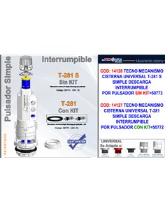 TECNO DESCARGADOR CISTERNA BAJA T281 SIMPLE DESCARGAxPULSAD+KIT
