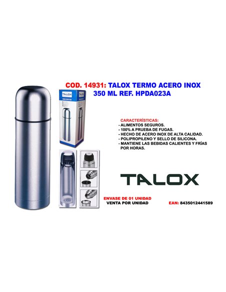 TALOX TERMO ACERO INOX 350 ML HPDA023A 