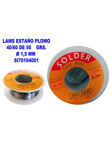 LAMS ESTA�O PLOMO 40/60 DE 50 GRS. � 1,5 MM SI70104001
