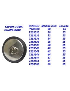 TAPON LAVABO GOMA CAUCHO 44 CON CHAPA INOX7263544