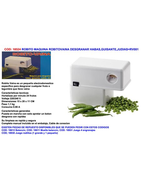 ROBITO MAQUINA ROBITOVAINA DESGRANAR HABAS,GUISANTE,JUDIASRV001