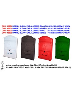 BAMBU BUZON EXT.ALUMINIO BLANCO410x255x80 MM31096W