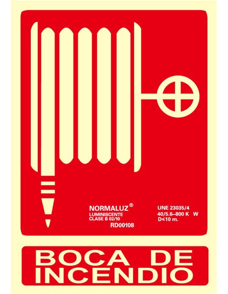 NORMALUZ SE�AL LUMINISCENTE "BOCA DE INCENDIO " 21x30  RD00108