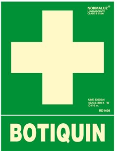 NORMALUZ SE�AL LUMINISCENTE "BOTIQUIN " 22,40x30 RD14108