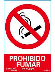 NORMALUZ SE�AL LUMINISCENTE "PROHIBIDO FUMAR" 21x30RD40000