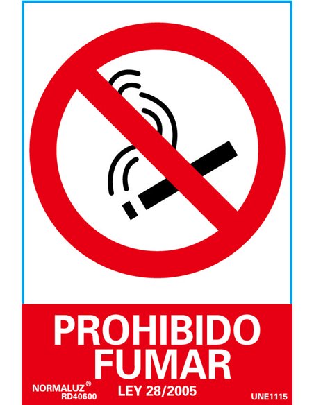 NORMALUZ SE�AL LUMINISCENTE "PROHIBIDO FUMAR" 21x30RD40000
