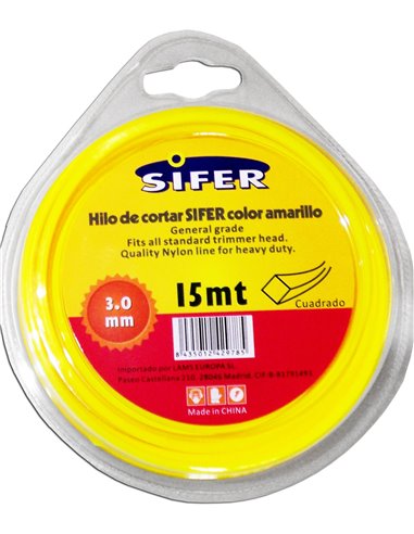 SIFER HILO DESBROZADORA AMARILLO CUADRADO 3.00 MMx 15 M48222020