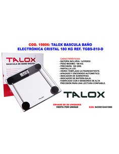 TALOX BASCULA BA�O ELECTRONICA CRISTAL 180 KG TGBS-810-D