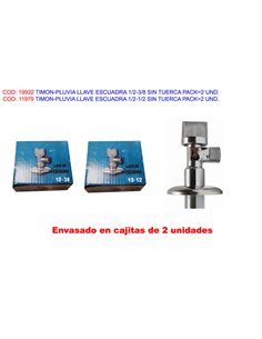 PLUVIA VALVULA LLAVE ESCUADRA  M-M 1/2-3/8  PACK 2 U. 