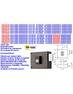 YALE AZBE CERRADURA   124 AR HP   80 SOBREPONER DCHA.PALANCA