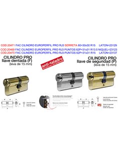 FAC CILINDRO EUROPERFIL PRO RJ3 PUNTOS 62P31x31 R13.5 NIQ23123