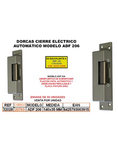 DORCAS CIERRE ELECT.AUTOM.ADF/206+DESBLOQ+REGULABLE+PLACA32028