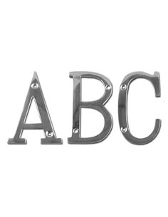 LETRA "D" LATON CROMO BRILLO 100 MM C/TORNILLOS