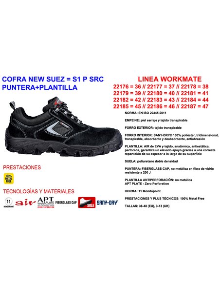COFRA ZAPATILLA NEW SUEZ N�47  S1 P SRC  PUNTERA+PLANTILLA