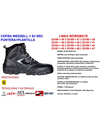 COFRA BOTA WEDDELL N�42  S3 SRC  PUNTERA+PLANTILLA
