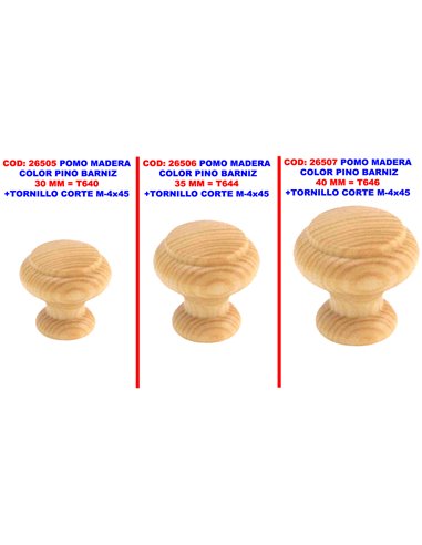 POMO MADERA COLOR PINO BARNIZ 40 MMT646