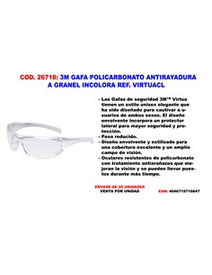 3M GAFA POLICARBONATO ANTIRAYADURA INCOLORA VIRTUACL 71512
