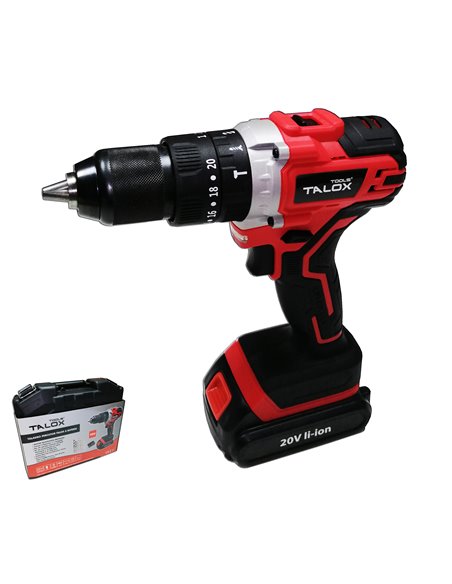 TALOX TALADRO PROFESIONAL 2X BATERIA LI-ION 20V 2Ah MALETIN+ACCE