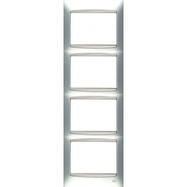 Marco 4 elementos vertical PLATA LUNA con embellecedor BJC Coral 21314-PL