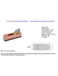 URKO CEPILLO MADERA     7-M 30 MM CUCHILLA SENCILLA4011007