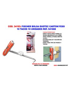 FISCHER BOLSA DUOTEC CARTON/YESO 10 TACO 10 UDS REF 541888