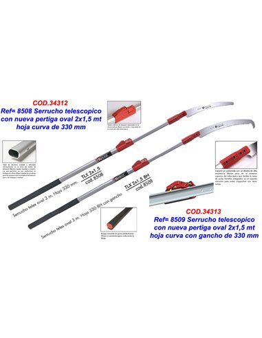 KAMIKAZE SERRUCHO TELES-TLX 2x1,5 M CURV+GANCH 330+PER.OVAL8509