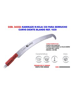 KAMIKAZE R-HOJA 330    PARA SERRUCHO CURVO DIENTE BLANDO1639