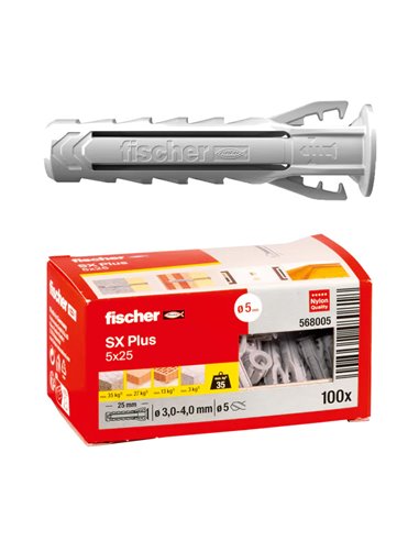 FISCHER CAJA 100 TACOS SX PLUS 5 GRIS   5x25  568005