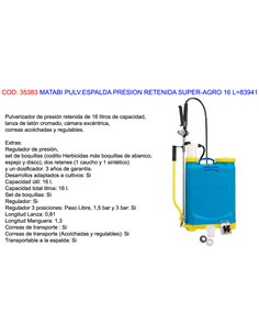 MATABI SULFATADORA PULV PRESION RETENID SUPER-AGRO 16L+REG83941