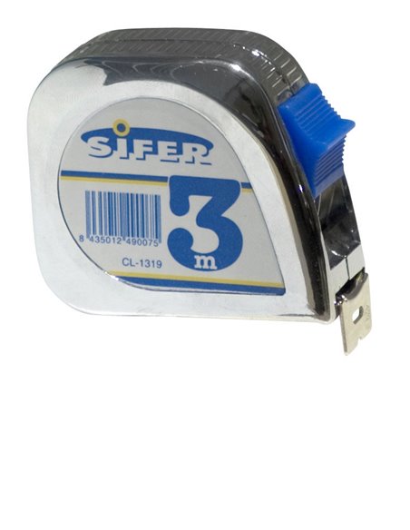 SIFER FLEXOMETRO CROMO 5M19MM CON FRENO Y CLIP