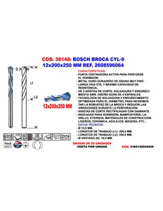 BOSCH BROCA CYL-9 12x200x250 MM2 608 596 064