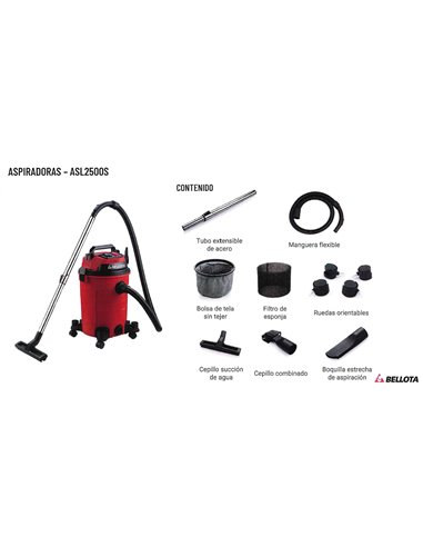 BELLOTA ASPIRADORA ASL2500SE  2000 w 25 l. SOLIDO/LIQUIDO