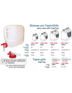 TAYG TAPON GRIFO BIDON   5-10 LT.APTO USO ALIMENTARIO609008