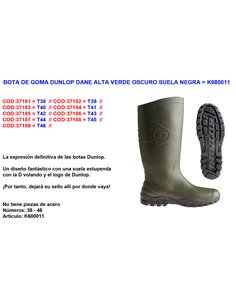 DUNLOP BOTA AGUA GOMA  VERDE CA�A ALTA DANE N� 46K680011