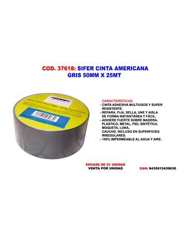 SIFER CINTA AMERICANA GRIS 50MM X 25 MT 