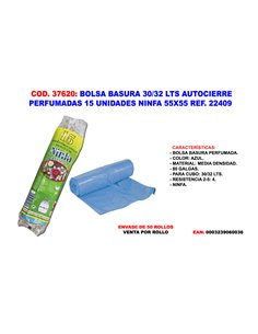 BOLSA BASURA 30/32 L AUTOCIERRE PERFUM 15 UND NINFA 55X55 22409 